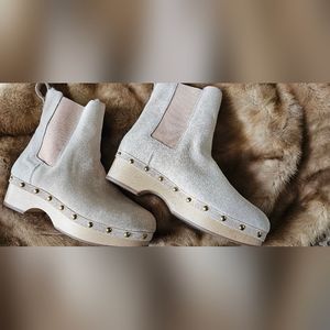 J Crew Women's Faux-fur Lined Clog Boots in Suede